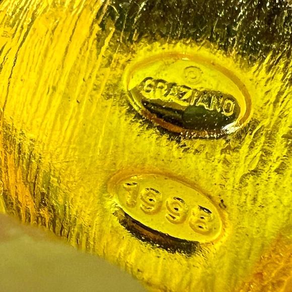 Graziano 1998 Vintage Lady Bug Brooch Pin Yellow Enamel Clear Crystal Gold Tone - Picture 6 of 6